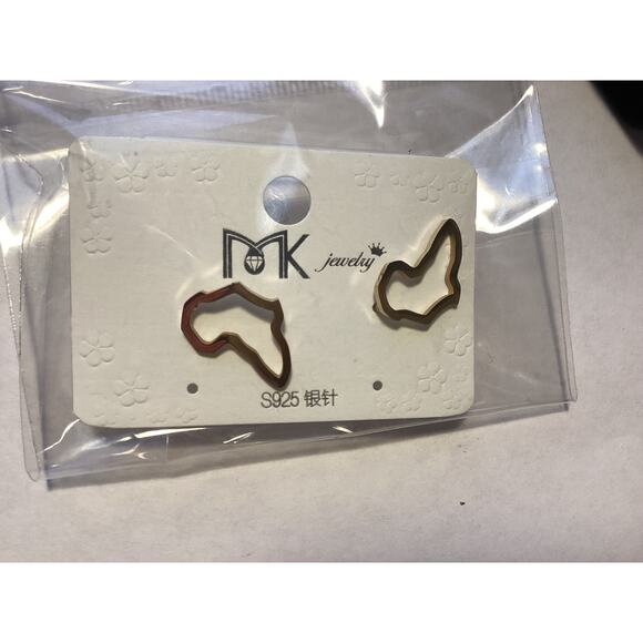 4298 NIP MK Jewelry Africa Map Ear Stud Earrings African Traditional Ethnic S925 - Picture 2 of 2